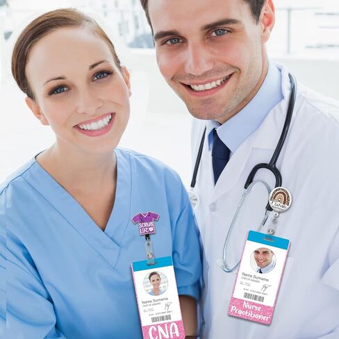 Plifal Nurse Practitioner Badge Buddy Card Nurse Nursing Accessories Glitter Vertical Badge Identification Tags in Saudi Arabia