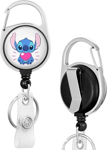 We're All Mad Here Badge Reels Holder Retractable Keychain Heavy Duty with ID Clip for Key Card Name Tag Funny Cartoon Cat Nurse Work Office Key Retractor Leash Black Metal Carabiner Belt Clip ZJK560 in Saudi Arabia