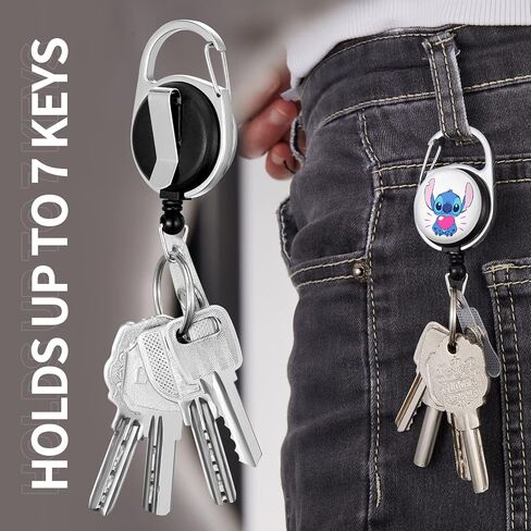 We're All Mad Here Badge Reels Holder Retractable Keychain Heavy Duty with ID Clip for Key Card Name Tag Funny Cartoon Cat Nurse Work Office Key Retractor Leash Black Metal Carabiner Belt Clip ZJK560 in Saudi Arabia