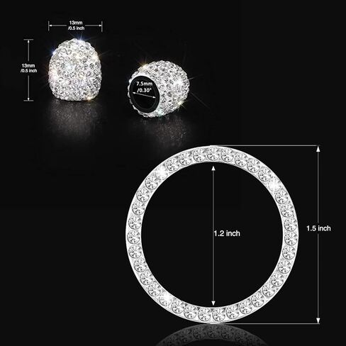 4 قطع من أغطية جذع صمامات الإطارات المصنوعة من حجر الراين الكريستالي مع قطعتين من ملحقات محركات السيارة لبدء إيقاف التشغيل وغطاء الزر/ملصق جذاب ومضاد للغبار وإكسسوارات السيارة in Kuwait