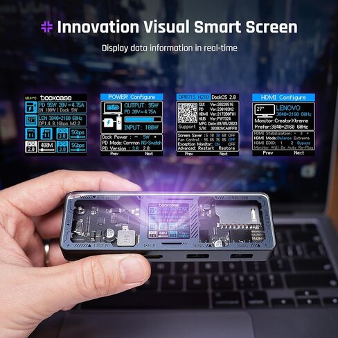 موزع DockCase Explorer Edition Visual Smart USB C (7 في 1) مع منفذ HDMI 4K@60 هرتز، توصيل طاقة PD 100 واط، 3 منافذ بيانات USB-A بسرعة 5 جيجابت في الثانية، قارئ بطاقة SD/TF، ​​لجهاز MacBook Air/Pro، iPad Pro، ديل XPS، والمزيد in Saudi Arabia