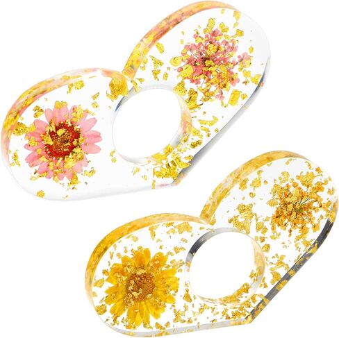 2Pcs Dried Flower Resin Book Page Holder, Heart Shape Thumb Ring Page Holder Handmade Thumb Ring Page Holder Personalized Flower Bookmark Reading Book Accessories for Women/Book Lovers in Saudi Arabia