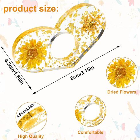 2Pcs Dried Flower Resin Book Page Holder, Heart Shape Thumb Ring Page Holder Handmade Thumb Ring Page Holder Personalized Flower Bookmark Reading Book Accessories for Women/Book Lovers in Saudi Arabia