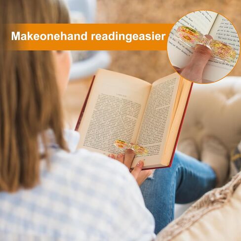 2Pcs Dried Flower Resin Book Page Holder, Heart Shape Thumb Ring Page Holder Handmade Thumb Ring Page Holder Personalized Flower Bookmark Reading Book Accessories for Women/Book Lovers in Saudi Arabia