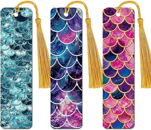 WIRESTER Set of 3 Metal Bookmarks with Light Gold Tassel for Students, Reader, Teachers, Book Lovers - Purple Nebula Galaxy, Galaxy Star Space, Celestial Blue Purple Galaxy in Saudi Arabia