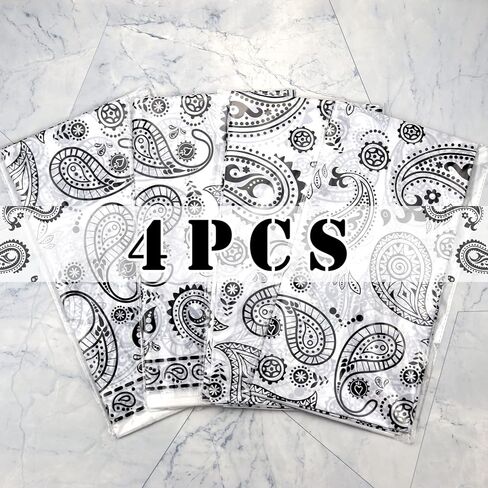 KEFAN White Bandana Party Tablecloth, Western Party Tablecloth Paisley Table Cover, Bandana Plastic Table Cloth Rectangle Tablecloth for Western Cowboy-Themed Birthday Party (4 Pieces) in Saudi Arabia