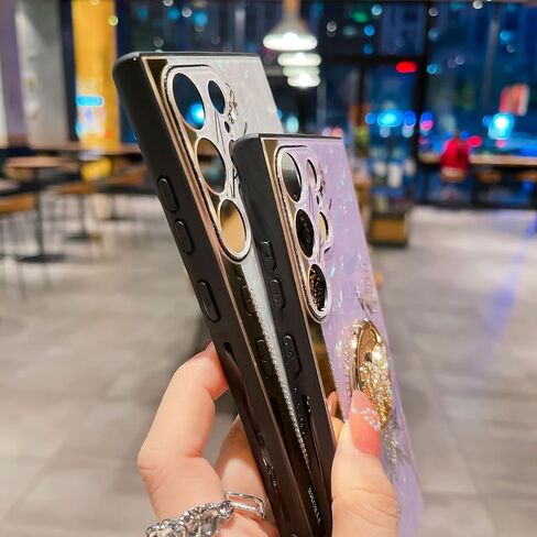 حافظة بمسند لهاتف Galaxy A54 5G، فراشة لطيفة بأحجار الراين المتلألئة مع حامل حلقي، غطاء حماية أنيق مضاد للصدمات للفتيات والنساء لهاتف Samsung Galaxy A54 5G 2023 (ذهبي وردي) in Kuwait