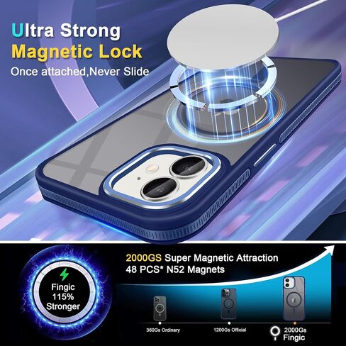 Fingic Magnetic for iPhone 11 Case[Compatible with Magsafe] 15FT Drop Tested Hard Back Soft TPU Edge Antiscratch Protective Slim Translucent Matte Case for iPhone 11 Case,6.1 Inch,2019,Black Titanium in Saudi Arabia