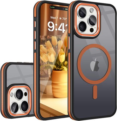 Fingic Magnetic for iPhone 11 Case[Compatible with Magsafe] 15FT Drop Tested Hard Back Soft TPU Edge Antiscratch Protective Slim Translucent Matte Case for iPhone 11 Case,6.1 Inch,2019,Black Titanium in Saudi Arabia