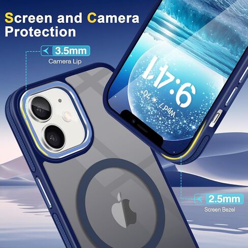 Fingic Magnetic for iPhone 11 Case[Compatible with Magsafe] 15FT Drop Tested Hard Back Soft TPU Edge Antiscratch Protective Slim Translucent Matte Case for iPhone 11 Case,6.1 Inch,2019,Black Titanium in Saudi Arabia