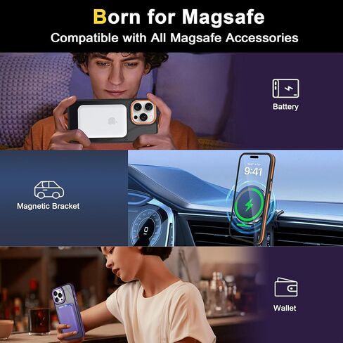 Fingic Magnetic for iPhone 11 Case[Compatible with Magsafe] 15FT Drop Tested Hard Back Soft TPU Edge Antiscratch Protective Slim Translucent Matte Case for iPhone 11 Case,6.1 Inch,2019,Black Titanium in Saudi Arabia