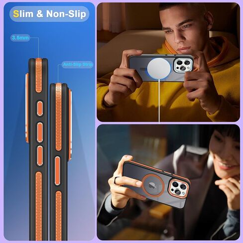 Fingic Magnetic for iPhone 11 Case[Compatible with Magsafe] 15FT Drop Tested Hard Back Soft TPU Edge Antiscratch Protective Slim Translucent Matte Case for iPhone 11 Case,6.1 Inch,2019,Black Titanium in Saudi Arabia