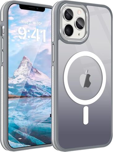 Fingic Magnetic for iPhone 11 Case[Compatible with Magsafe] 15FT Drop Tested Hard Back Soft TPU Edge Antiscratch Protective Slim Translucent Matte Case for iPhone 11 Case,6.1 Inch,2019,Black Titanium in Saudi Arabia