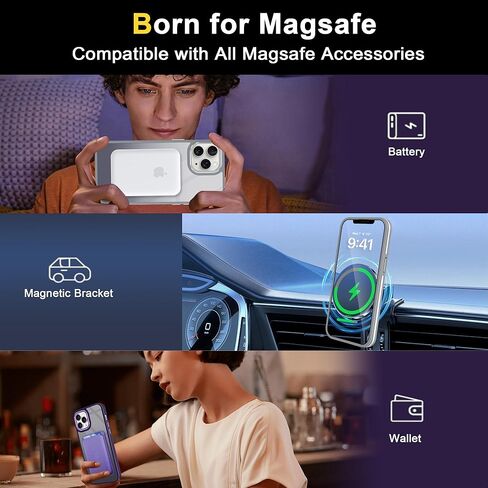 Fingic Magnetic for iPhone 11 Case[Compatible with Magsafe] 15FT Drop Tested Hard Back Soft TPU Edge Antiscratch Protective Slim Translucent Matte Case for iPhone 11 Case,6.1 Inch,2019,Black Titanium in Saudi Arabia