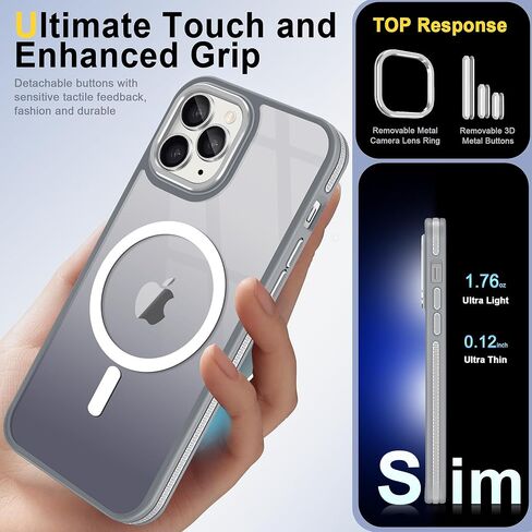 Fingic Magnetic for iPhone 11 Case[Compatible with Magsafe] 15FT Drop Tested Hard Back Soft TPU Edge Antiscratch Protective Slim Translucent Matte Case for iPhone 11 Case,6.1 Inch,2019,Black Titanium in Saudi Arabia