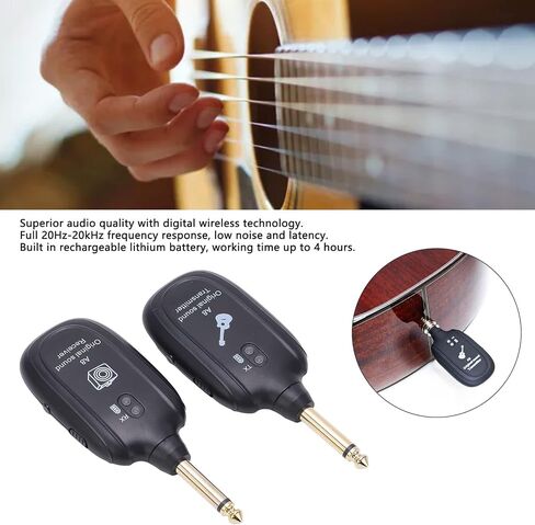 Wireless Guitar System, Receiver Transmitter Rechargeable Pickup Accessory Set Kit Wireless Guitar in Saudi Arabia