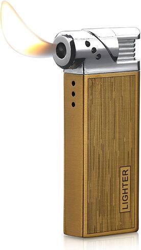 Adjustable Soft Flame Lighters, Open Flame Refillable Butane Lighter, Retro Metal Cool Gas Lighter, Unique Gift for Men Women for Candle Grill Fireplace (without Butane) (Gold) in Saudi Arabia