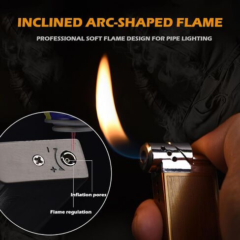 Adjustable Soft Flame Lighters, Open Flame Refillable Butane Lighter, Retro Metal Cool Gas Lighter, Unique Gift for Men Women for Candle Grill Fireplace (without Butane) (Gold) in Saudi Arabia
