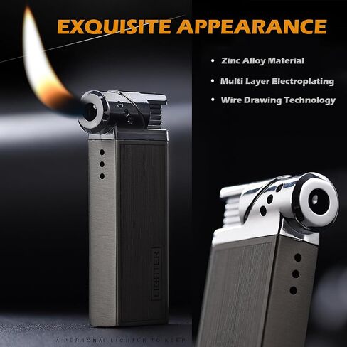 Adjustable Soft Flame Lighters, Open Flame Refillable Butane Lighter, Retro Metal Cool Gas Lighter, Unique Gift for Men Women for Candle Grill Fireplace (without Butane) (Gold) in Saudi Arabia