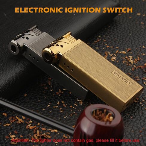 Adjustable Soft Flame Lighters, Open Flame Refillable Butane Lighter, Retro Metal Cool Gas Lighter, Unique Gift for Men Women for Candle Grill Fireplace (without Butane) (Gold) in Saudi Arabia