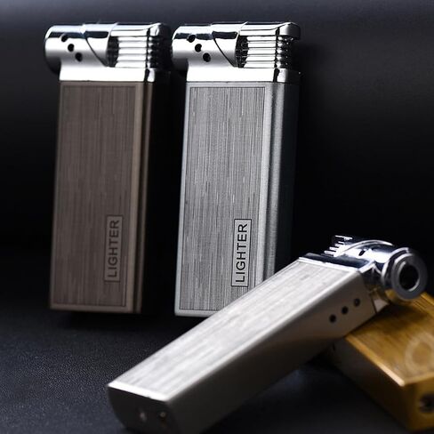 Adjustable Soft Flame Lighters, Open Flame Refillable Butane Lighter, Retro Metal Cool Gas Lighter, Unique Gift for Men Women for Candle Grill Fireplace (without Butane) (Gold) in Saudi Arabia