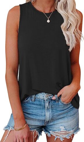 Bluetime Womens Crewneck Tank Tops Loose Fit Basic T-Shirts Summer Sleeveless Shirts Casual Flowy Tunic Tops in Saudi Arabia