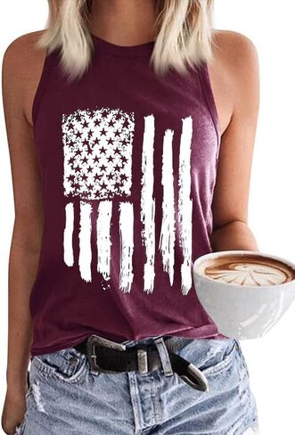 American Flag Patriotic Tank Tops for Women 4th of July Shirt USA Flag Stars Stripes Graphic Tank Tops Summer Tee in Saudi Arabia