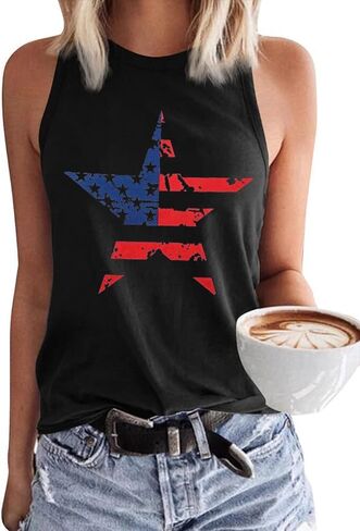American Flag Patriotic Tank Tops for Women 4th of July Shirt USA Flag Stars Stripes Graphic Tank Tops Summer Tee in Saudi Arabia