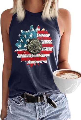 American Flag Patriotic Tank Tops for Women 4th of July Shirt USA Flag Stars Stripes Graphic Tank Tops Summer Tee in Saudi Arabia
