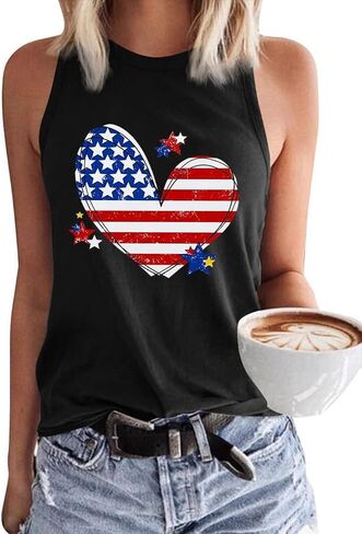 American Flag Patriotic Tank Tops for Women 4th of July Shirt USA Flag Stars Stripes Graphic Tank Tops Summer Tee in Saudi Arabia