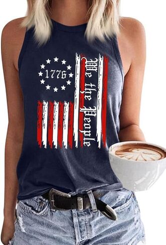 American Flag Patriotic Tank Tops for Women 4th of July Shirt USA Flag Stars Stripes Graphic Tank Tops Summer Tee in Saudi Arabia