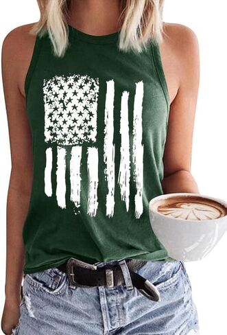 American Flag Patriotic Tank Tops for Women 4th of July Shirt USA Flag Stars Stripes Graphic Tank Tops Summer Tee in Saudi Arabia
