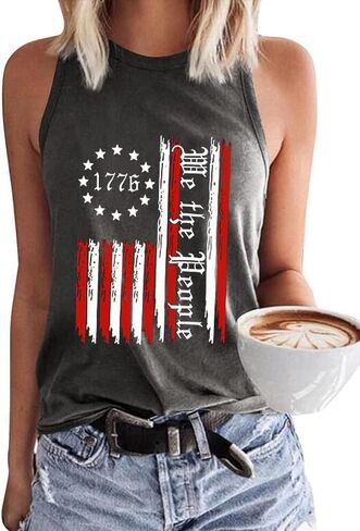 American Flag Patriotic Tank Tops for Women 4th of July Shirt USA Flag Stars Stripes Graphic Tank Tops Summer Tee in Saudi Arabia