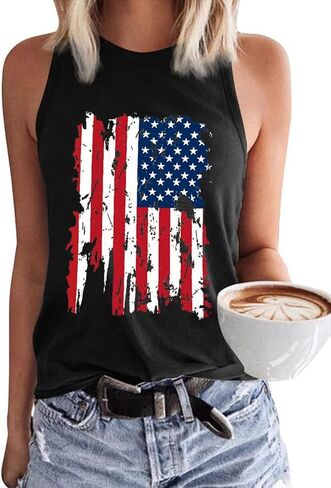 American Flag Patriotic Tank Tops for Women 4th of July Shirt USA Flag Stars Stripes Graphic Tank Tops Summer Tee in Saudi Arabia