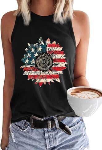 American Flag Patriotic Tank Tops for Women 4th of July Shirt USA Flag Stars Stripes Graphic Tank Tops Summer Tee in Saudi Arabia