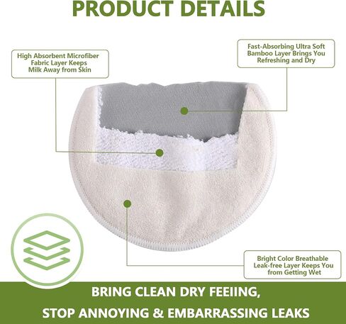 Reusable Nursing Pads 12 Pack,Washable Breast Pads Breastfeeding Essentials,Derived from Bamboo fibers,Newborn Necessities for Baby,Postpartum Essentials for Mom,Super Soft & Absorbent in Saudi Arabia