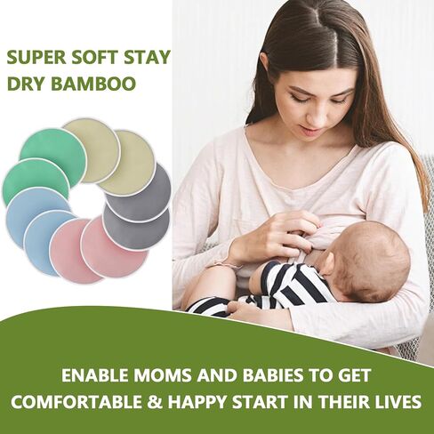 Reusable Nursing Pads 12 Pack,Washable Breast Pads Breastfeeding Essentials,Derived from Bamboo fibers,Newborn Necessities for Baby,Postpartum Essentials for Mom,Super Soft & Absorbent in Saudi Arabia