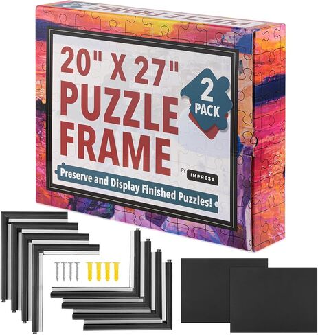 IMPRESA [2 Pack] Puzzle Frame Kit to Display Your Puzzles - Easy to Assemble Frames for Puzzles - Puzzle Mounting Kit withBlack Jigsaw Puzzle Frames & Screws - Puzzle Picture Frames - 20x27 in Saudi Arabia