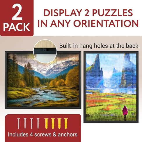 IMPRESA [2 Pack] Puzzle Frame Kit to Display Your Puzzles - Easy to Assemble Frames for Puzzles - Puzzle Mounting Kit withBlack Jigsaw Puzzle Frames & Screws - Puzzle Picture Frames - 20x27 in Saudi Arabia