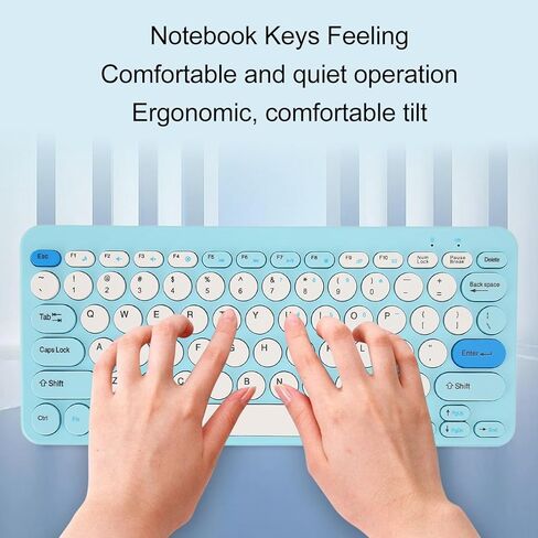 مجموعة ماوس لوحة مفاتيح لاسلكية محمولة، مجموعة ماوس لوحة مفاتيح 2.4 جيجا بايت، لوحة مفاتيح لاسلكية مستديرة رفيعة مع تصميم كتم الصوت للكمبيوتر المحمول لأجهزة الكمبيوتر المكتبية والكمبيوتر المحمول (أزرق) in Kuwait
