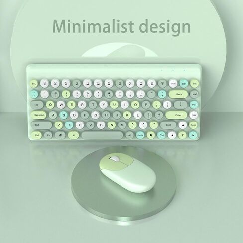 Tangxi Keyboard and Mouse Combo, Retro Colorful Round Keycap 86 Keys Keyboard with 2.4G Mouse, Ergonomic Design for PC Laptop Computer (Blue) in Saudi Arabia
