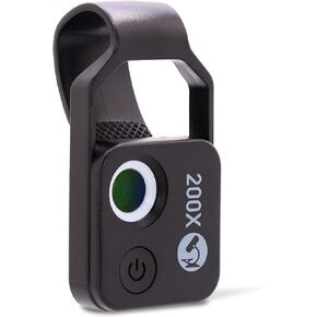 LensXpert® Smartphone Microscope with LED - Portable 200x Digital Microscope for Kids and Adults - Handheld Dermatoscope and Hair Analyzer - Compatible with iPhone and Android - Black