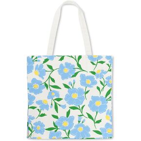 KATE SPADE NEW YORK Canvas Tote Bag for Women, Cute Tote Bag for Work or Teacher, Canvas Beach Bag, Book Tote with Pocket, Sunshine Floral…