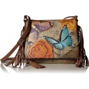 Anna by Anuschka Women's Genuine Leather Flap-Over Cross Body | Hand Painted Original Artwork