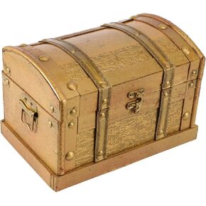 KESYOO Retro Wooden Pirate Treasure Chest Box Gem Jewelry Storage Organizer Trinket Keepsake Treasure Case Decor Without Lock Size SParty Favor