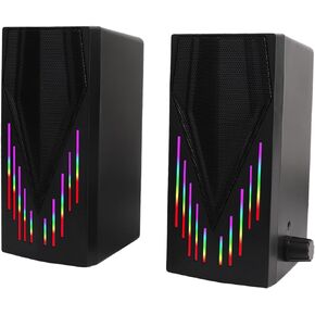Computer Speakers, Speakers for Computer Desktop PC with Colorful RGB Lighting, USB Powered Gaming Speakers with 3.5mm Aux Cable for Monitor Laptop Tablet