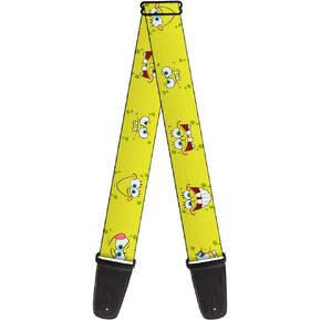 Buckle-Down Nickelodeon Guitar Strap, SpongeBob Expressions Yellow, 2 Inches Wide