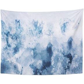 Emvency Tapestry Print 50x60 Inches Cold Abstract Watercolor in Blue Silver and Gray Tone Digital Painting Cool Wall Hangings Home Decor