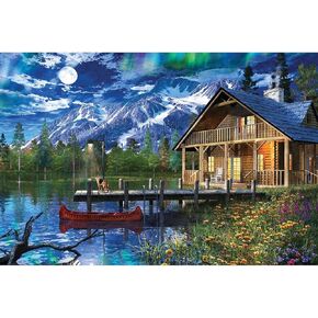 Springbok Majestic 1000 Piece Wooden Jigsaw Puzzle Moon Cabin Retreat