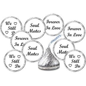 216 Vow Renewal Kisses Stickers, We Still Do Chocolate Drops Labels Stickers for Wedding Anniversary, Soul Mate Forever in Love Party Decorations, Favors Decor for Kisses